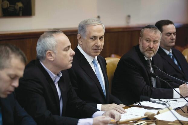 Israel's Prime Minister Netanyahu attends the weekly cabinet meeting at his office in Jerusalem